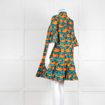 La Double J Orange and Turquoise Patterned Cotton Mini Dress