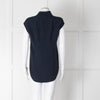Costume National Navy Sleeveless V-Neck Top