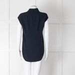 Costume National Navy Sleeveless V-Neck Top