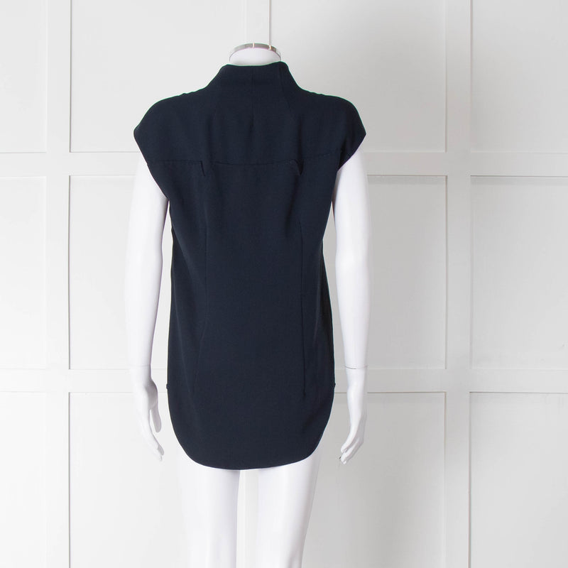 Costume National Navy Sleeveless V-Neck Top