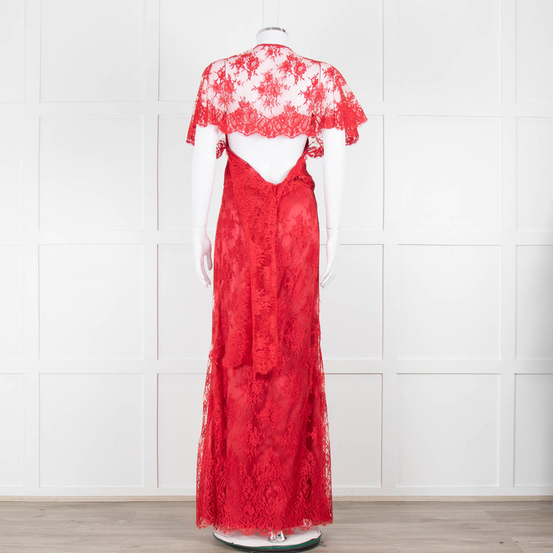 Temperley Red Dress With Lace Overlay