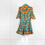 La Double J Orange and Turquoise Patterned Cotton Mini Dress