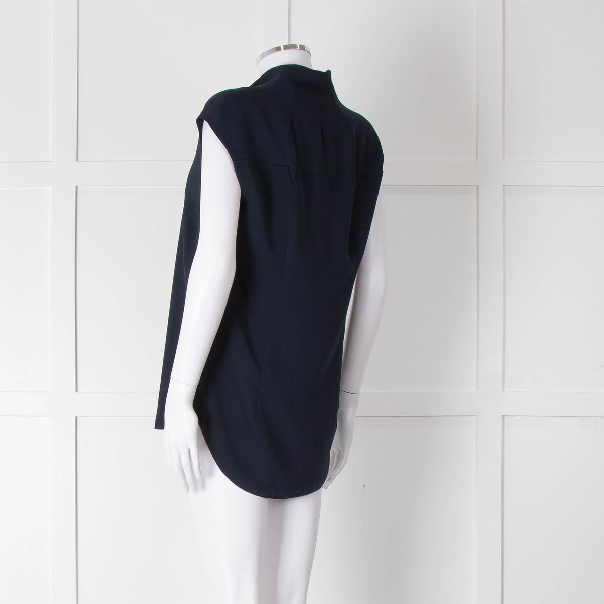 Costume National Navy Sleeveless V-Neck Top
