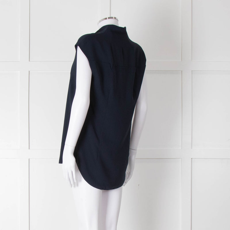 Costume National Navy Sleeveless V-Neck Top