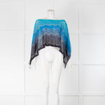 Missoni Blue Navy White Lurex Cropped Cover Up Cape