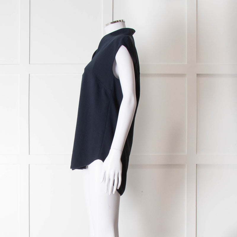 Costume National Navy Sleeveless V-Neck Top