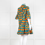 La Double J Orange and Turquoise Patterned Cotton Mini Dress