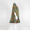 La Double J Orange and Turquoise Patterned Cotton Mini Dress