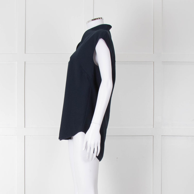 Costume National Navy Sleeveless V-Neck Top