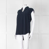 Costume National Navy Sleeveless V-Neck Top