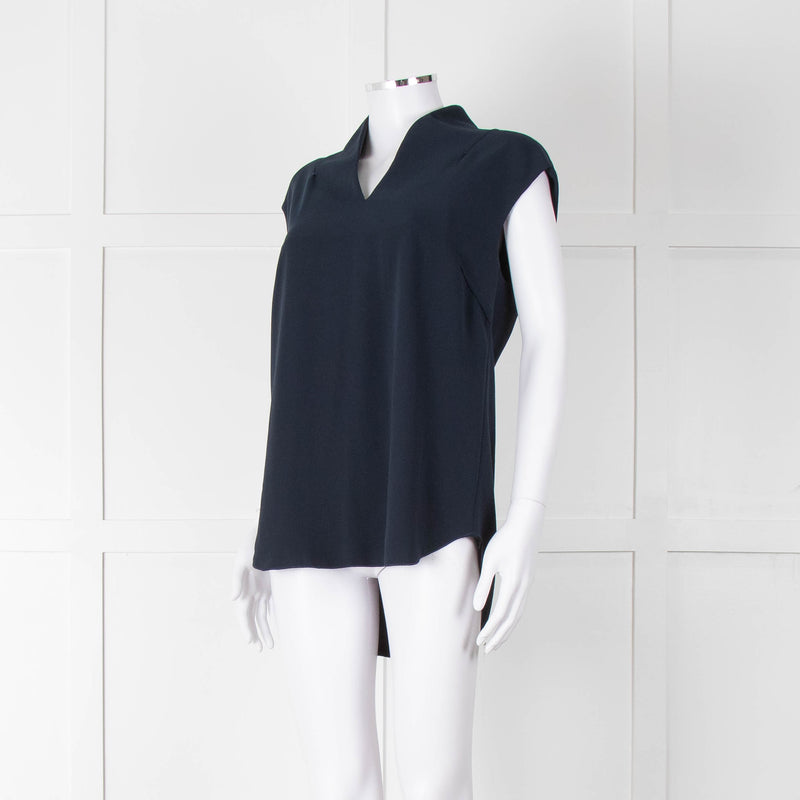 Costume National Navy Sleeveless V-Neck Top