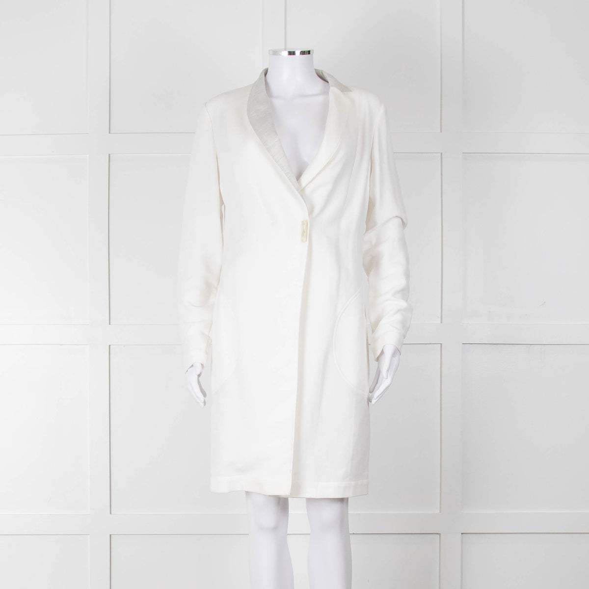 Brunello Cucinelli Cream Light Grey Trim Light Coat