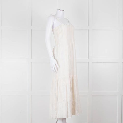 Joie Smocked Cheesecloth Midi Dress with Tie Straps