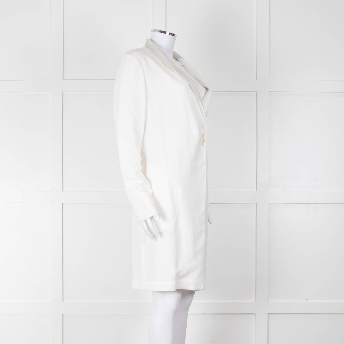 Brunello Cucinelli Cream Light Grey Trim Light Coat