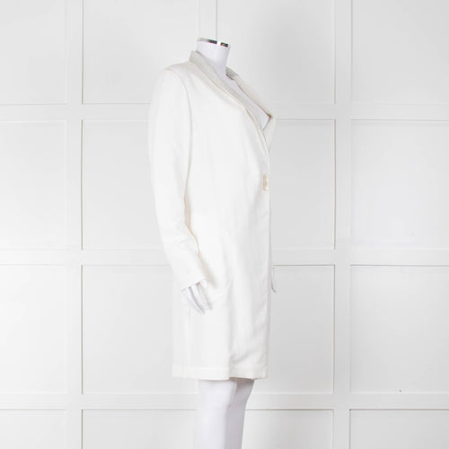 Brunello Cucinelli Cream Light Grey Trim Light Coat