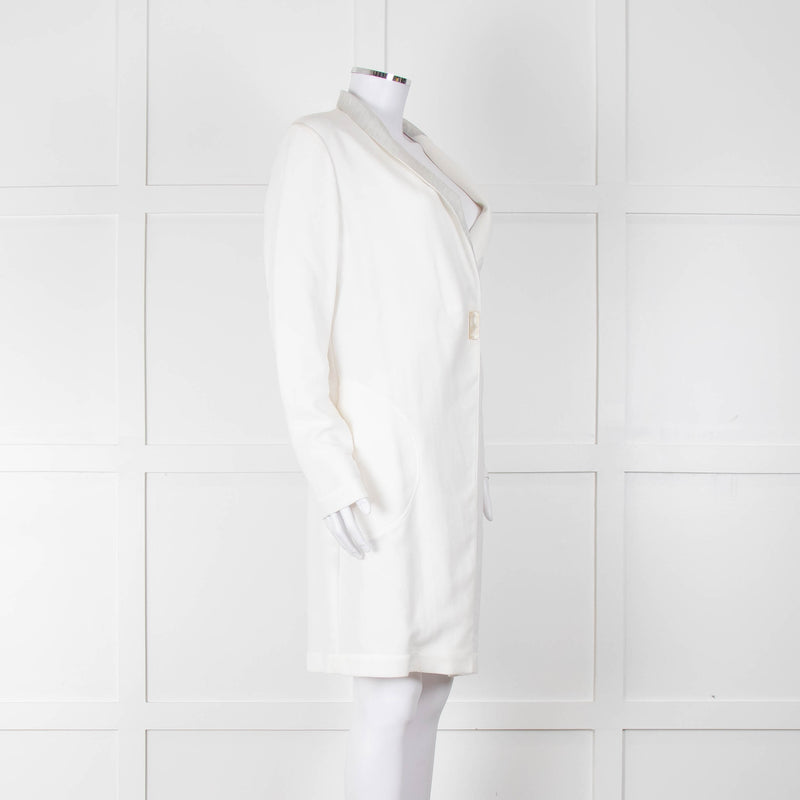 Brunello Cucinelli Cream Light Grey Trim Light Coat