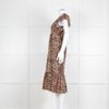 Rails Leopard Print Cotton Midi Smocked Dress with Frill Sleeves and V Neck