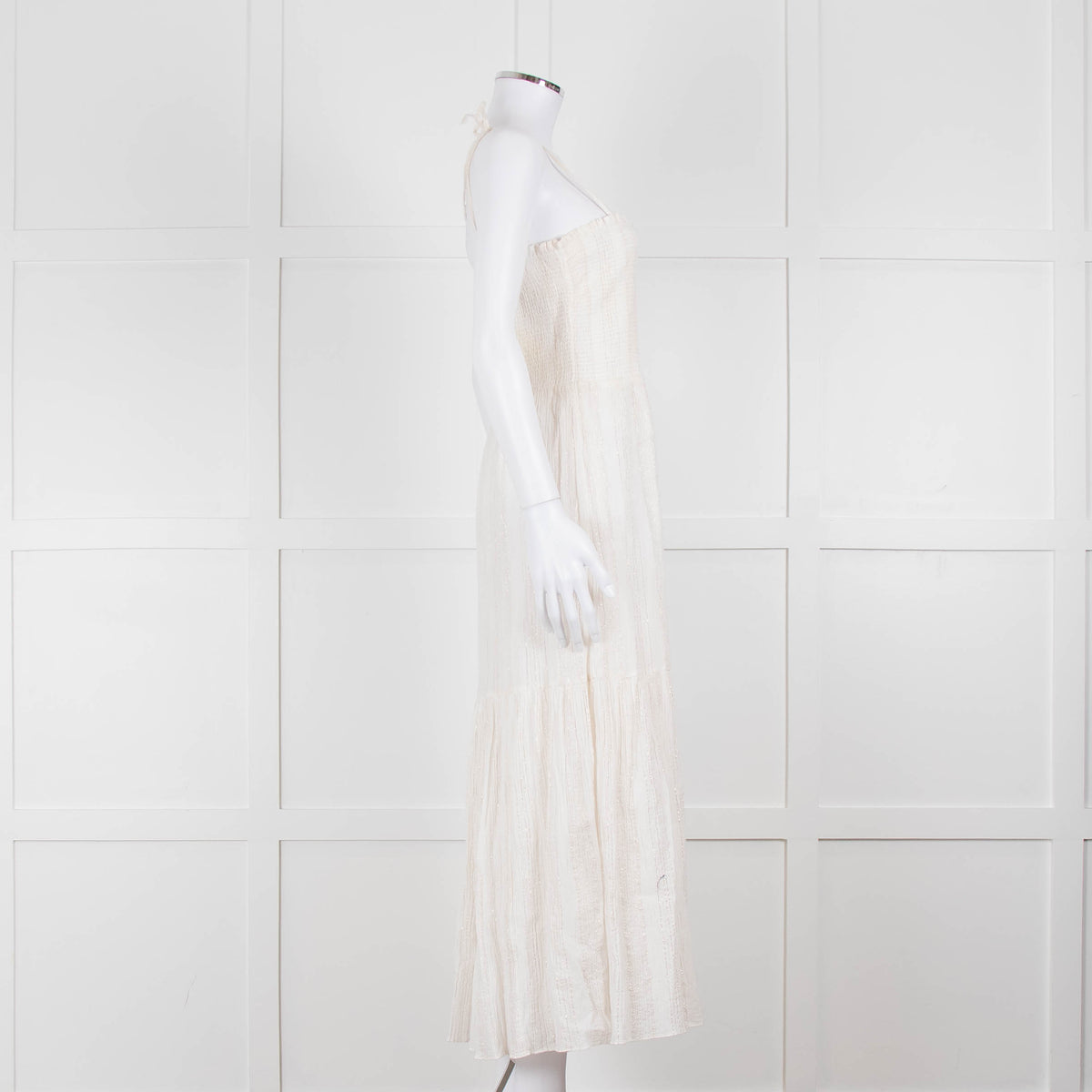 Joie Smocked Cheesecloth Midi Dress with Tie Straps