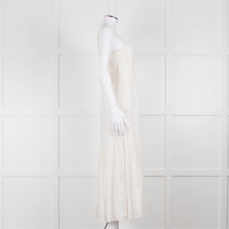 Joie Smocked Cheesecloth Midi Dress with Tie Straps