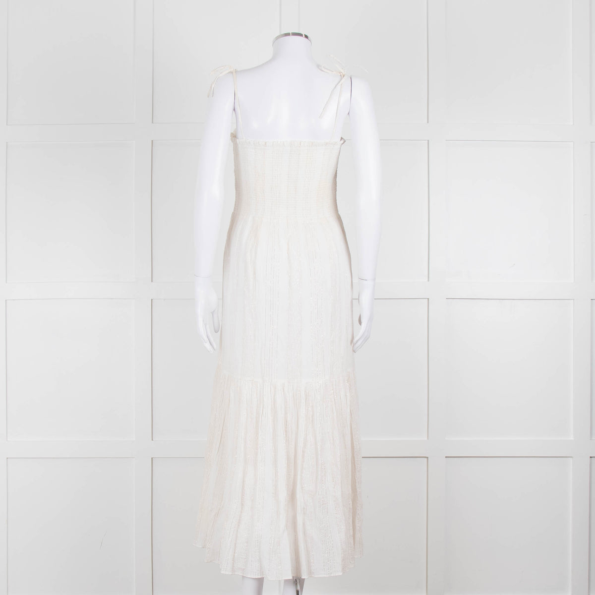 Joie Smocked Cheesecloth Midi Dress with Tie Straps