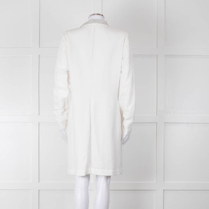 Brunello Cucinelli Cream Light Grey Trim Light Coat