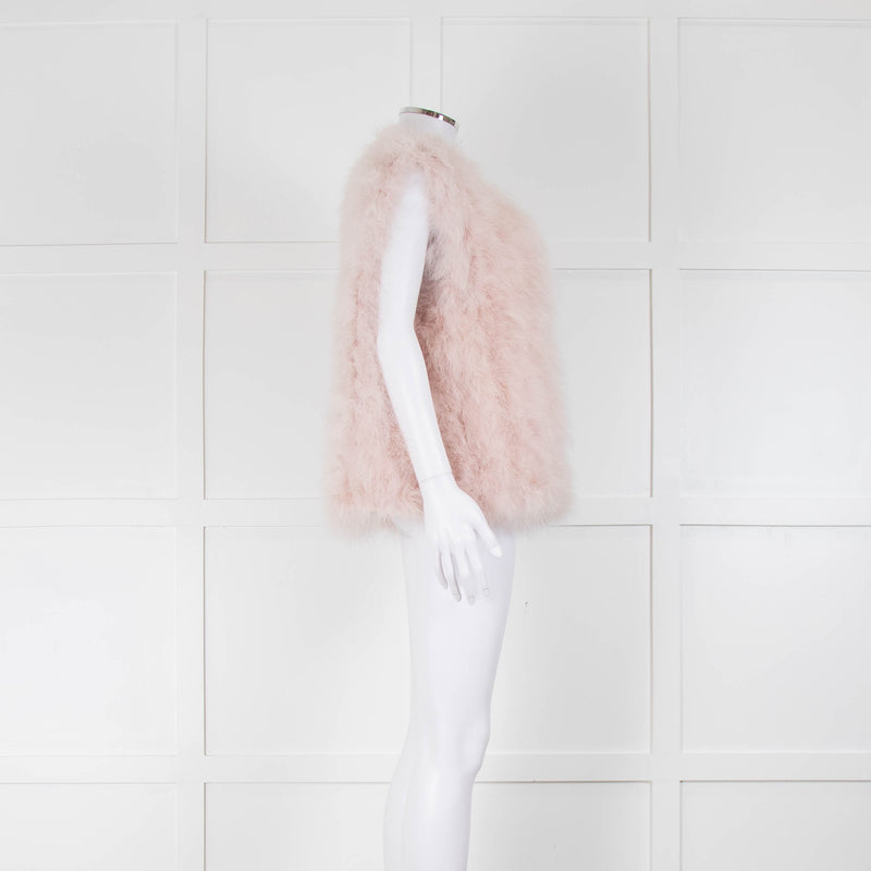 Yves Salomon Pink Feather With Silk Lining Gilet