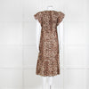 Rails Leopard Print Cotton Midi Smocked Dress with Frill Sleeves and V Neck