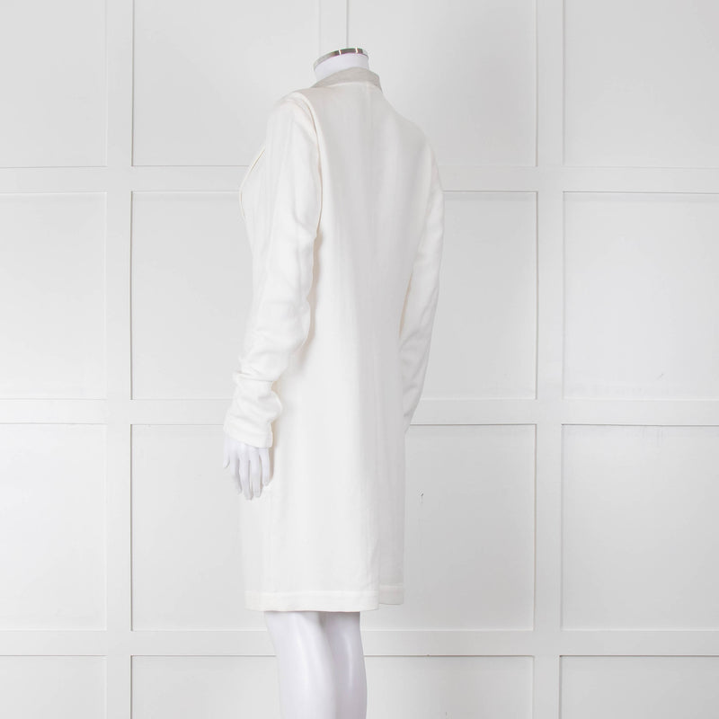 Brunello Cucinelli Cream Light Grey Trim Light Coat