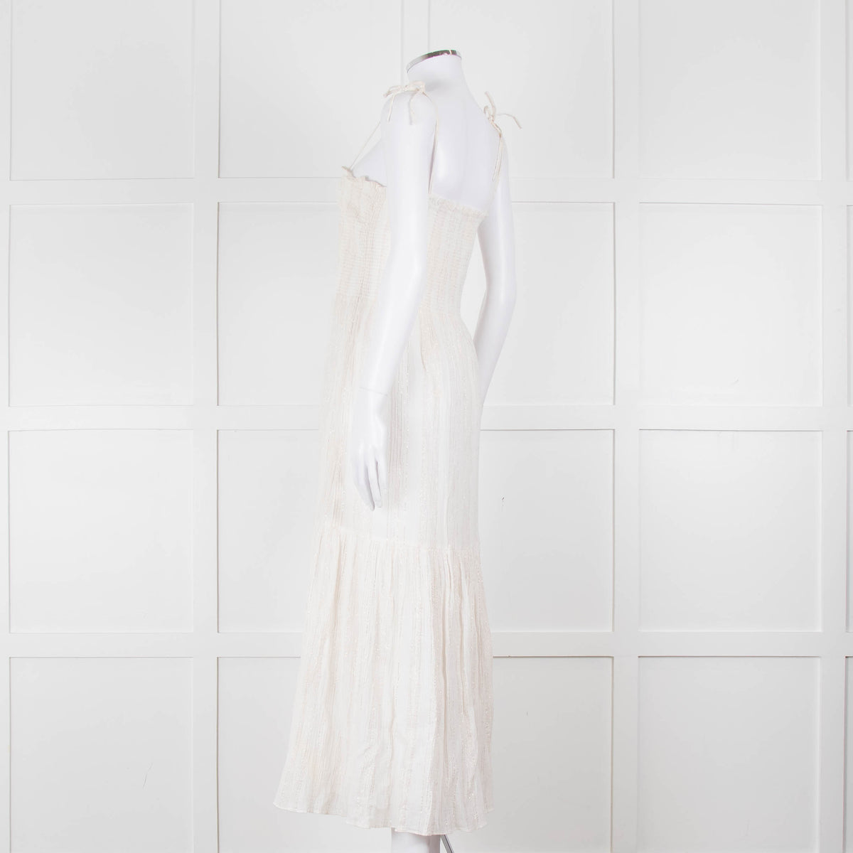 Joie Smocked Cheesecloth Midi Dress with Tie Straps