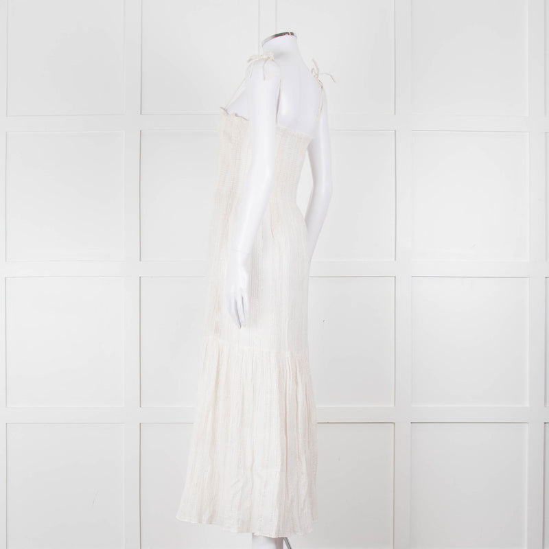 Joie Smocked Cheesecloth Midi Dress with Tie Straps