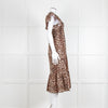 Rails Leopard Print Cotton Midi Smocked Dress with Frill Sleeves and V Neck