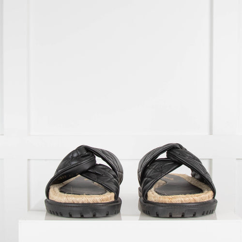 Dior D Twist Black Quilted Slider Sandals