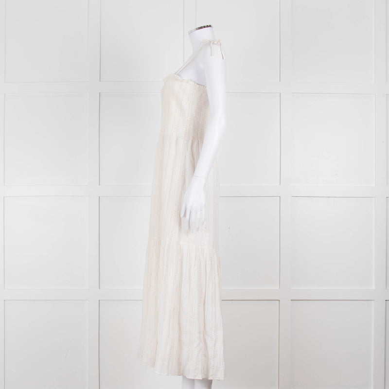 Joie Smocked Cheesecloth Midi Dress with Tie Straps