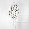 Bimba Y Lola Cream Blue Yellow Hand & Rose Print Sleeved Dress