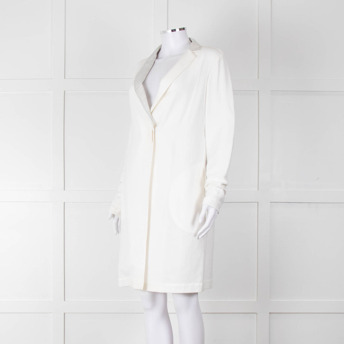 Brunello Cucinelli Cream Light Grey Trim Light Coat