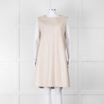 Fabiana Filippi Taupe Front Leather Sleeveless Knee Length Dress