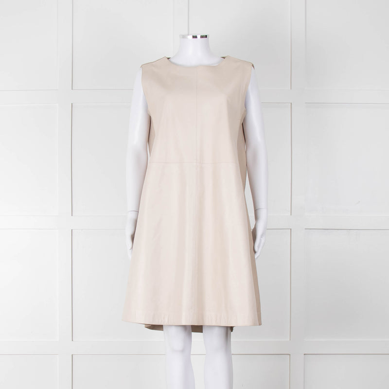 Fabiana Filippi Taupe Front Leather Sleeveless Knee Length Dress