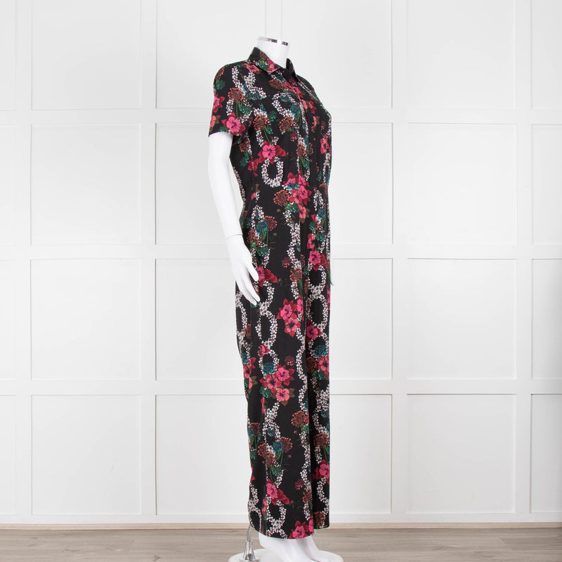 Sandro Black Floral Print Jumpsuit