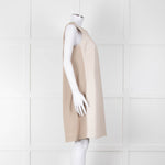 Fabiana Filippi Taupe Front Leather Sleeveless Knee Length Dress