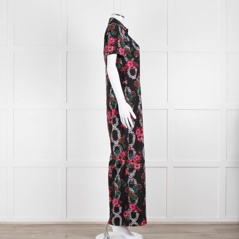 Sandro Black Floral Print Jumpsuit