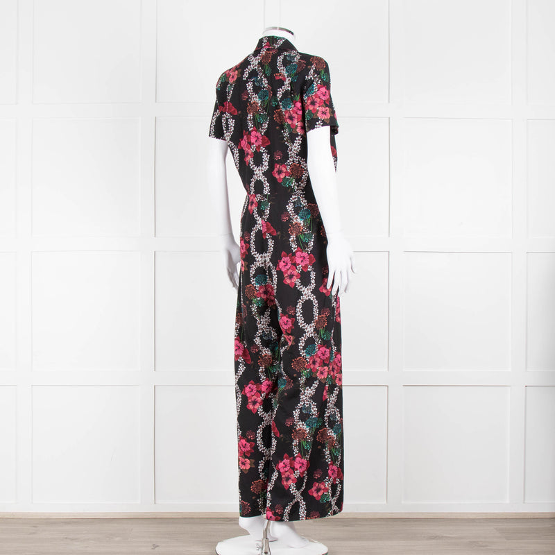 Sandro Black Floral Print Jumpsuit