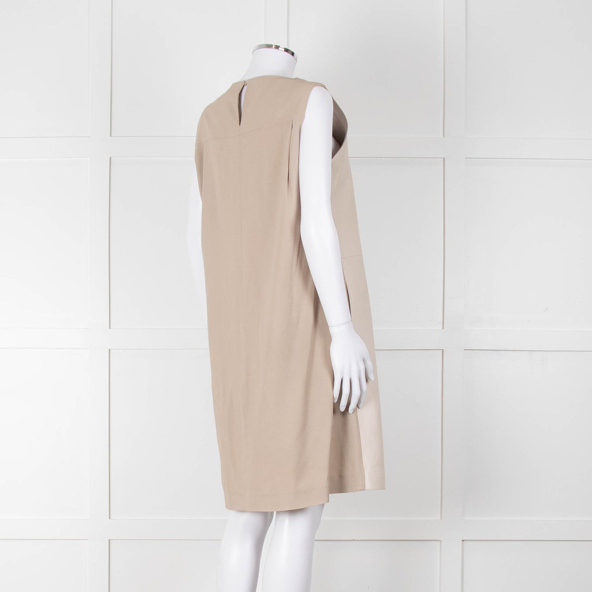 Fabiana Filippi Taupe Front Leather Sleeveless Knee Length Dress