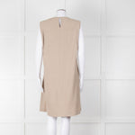 Fabiana Filippi Taupe Front Leather Sleeveless Knee Length Dress