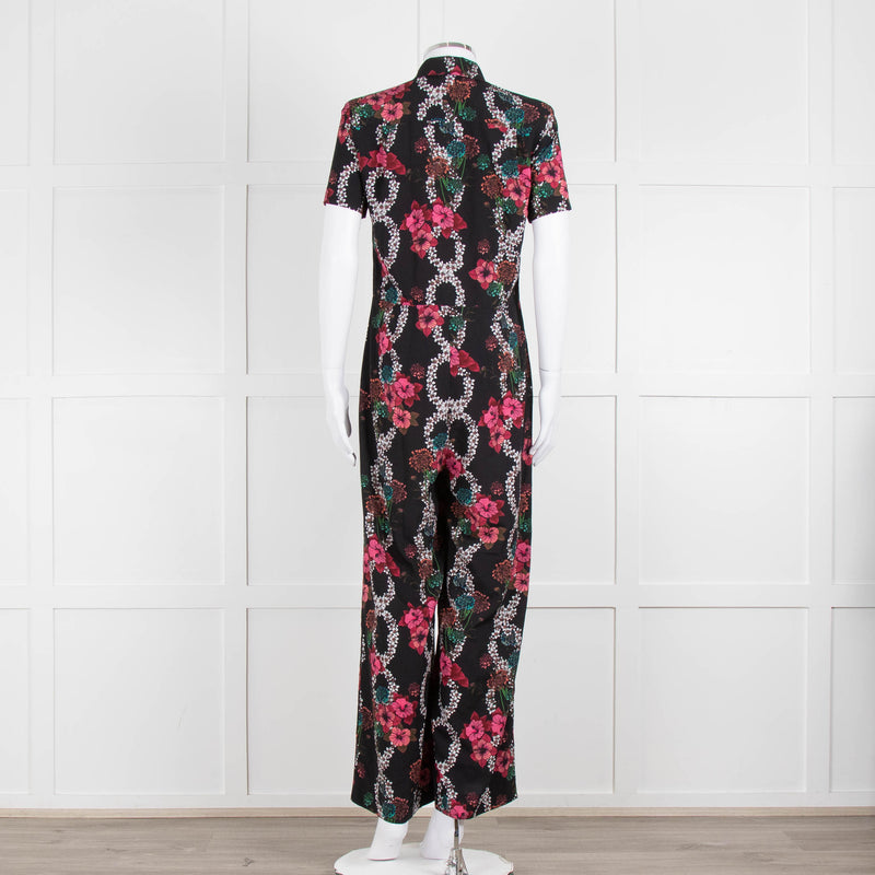 Sandro Black Floral Print Jumpsuit