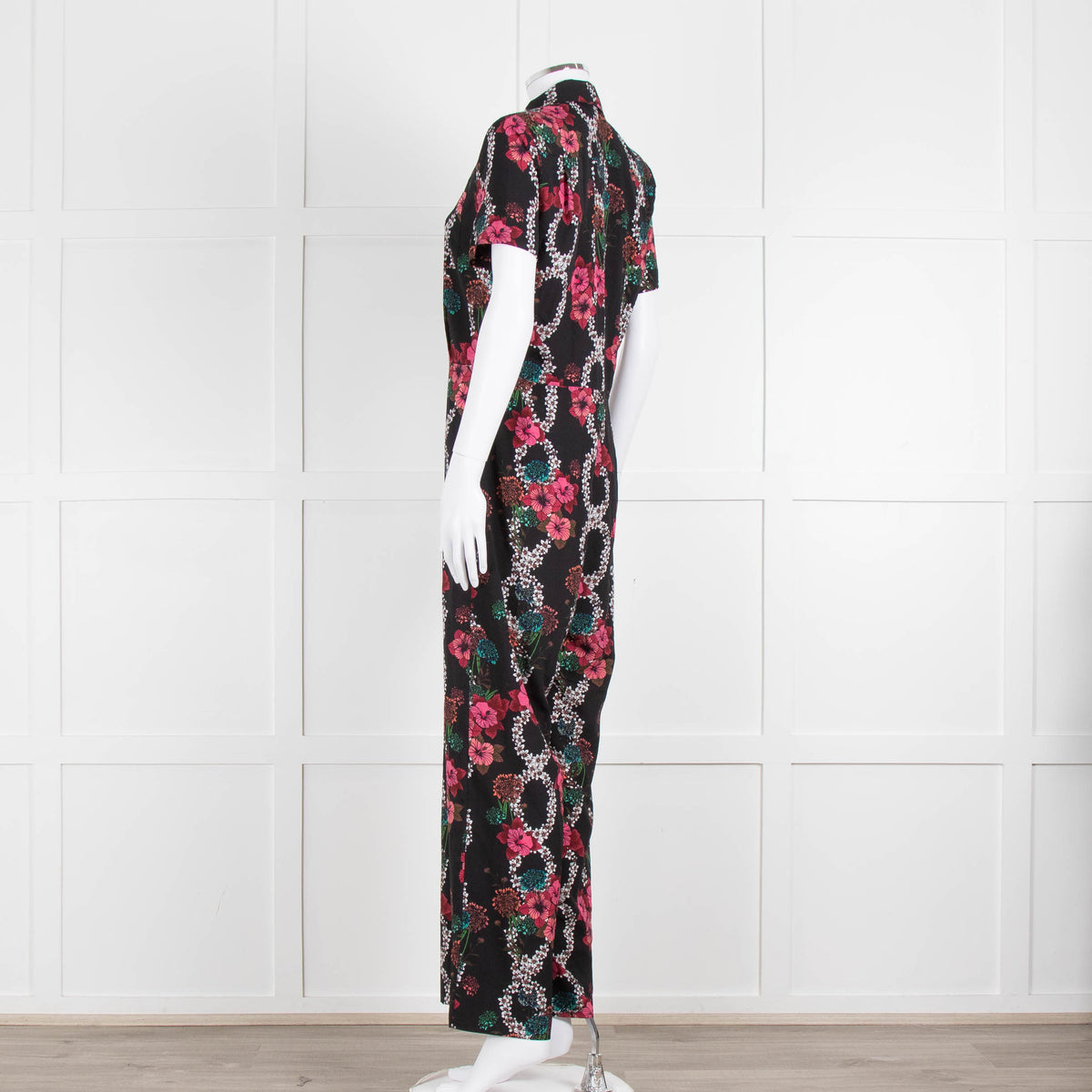 Sandro Black Floral Print Jumpsuit