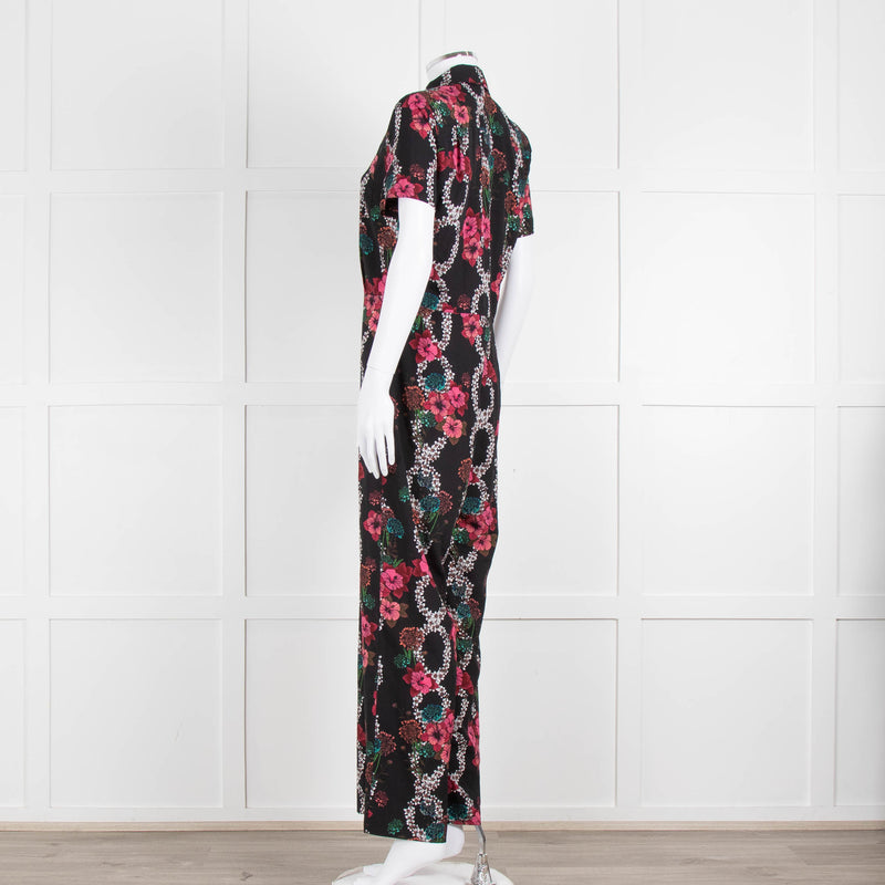 Sandro Black Floral Print Jumpsuit