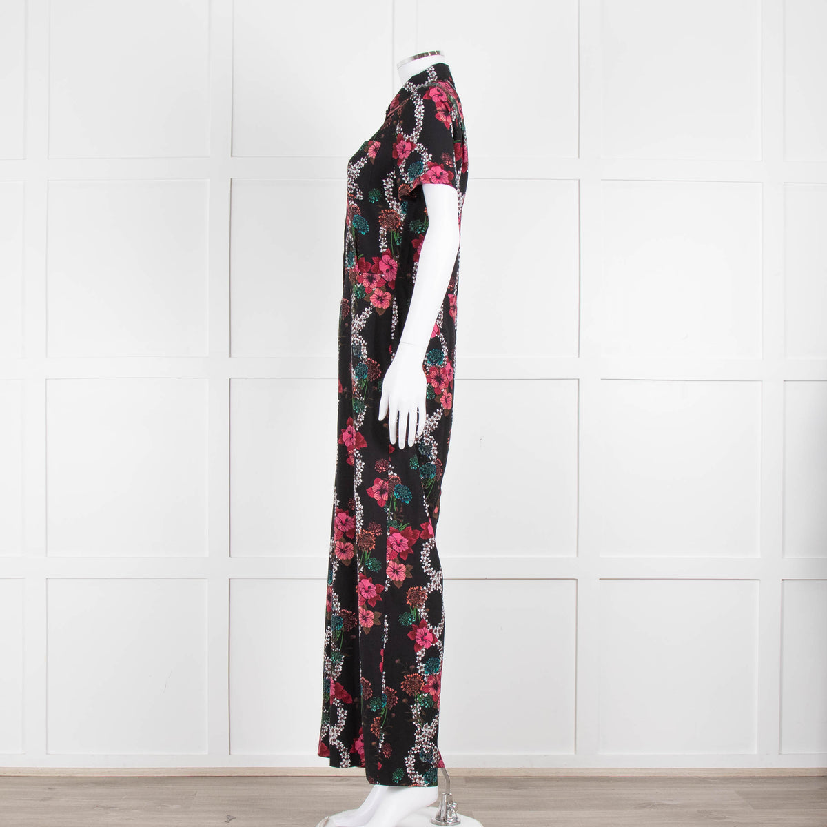 Sandro Black Floral Print Jumpsuit