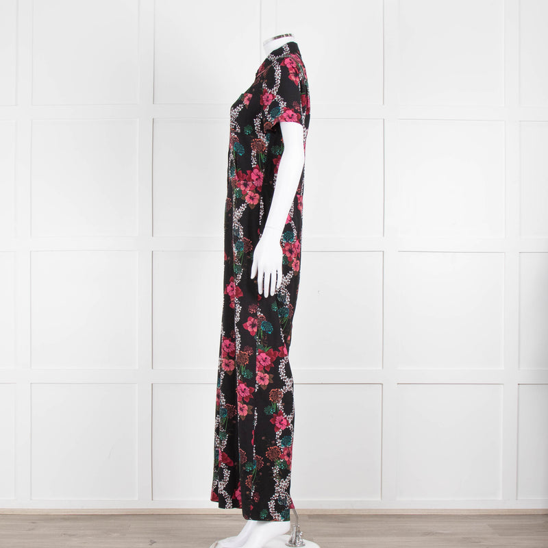 Sandro Black Floral Print Jumpsuit