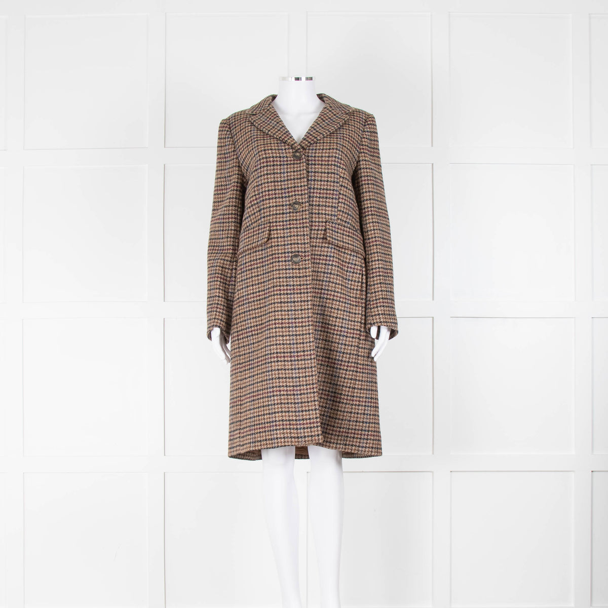 Weekend MaxMara Brown & Multicolour Houndstooth Coat