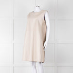 Fabiana Filippi Taupe Front Leather Sleeveless Knee Length Dress